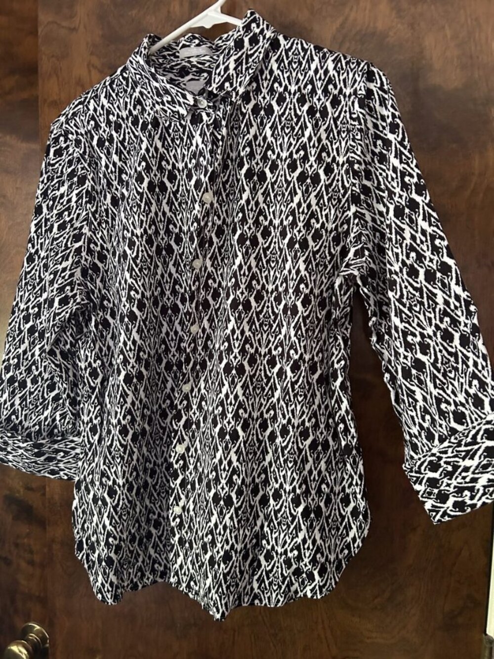 Chico's Black & White Animal Print Blouse